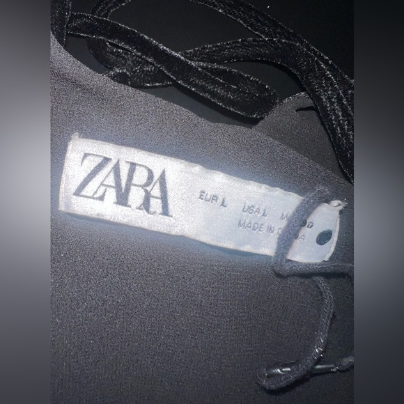 Zara Black Velvet Scoop Neck Strappy Tank Size L NWOT - Picture 4 of 4